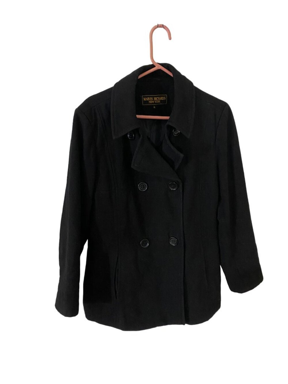 Marvin Richards New York Women's Black Button Front Coat - XL